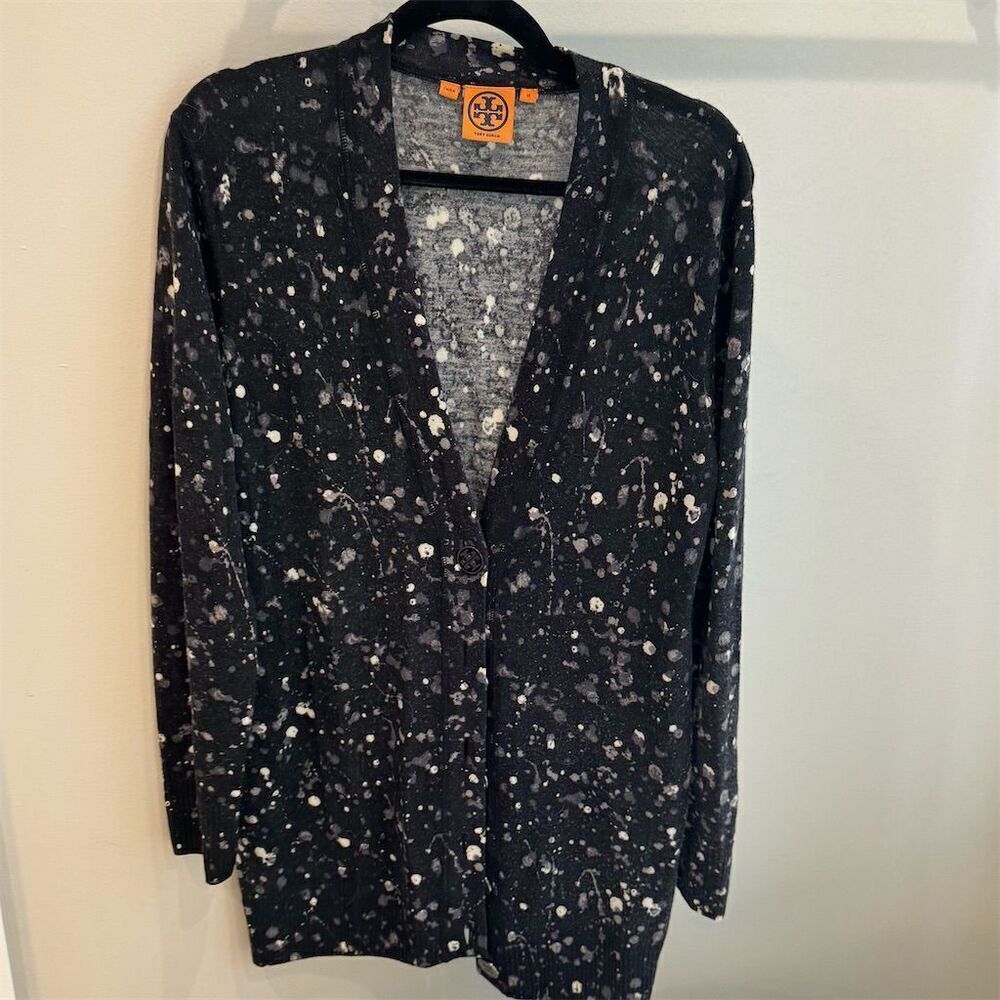 Tory Burch M Wool Cardigan Sweater Splatter Women's